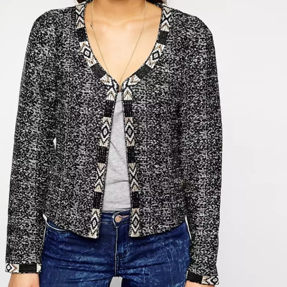 Maison Scotch Tweed Blazer with Aztec Trim